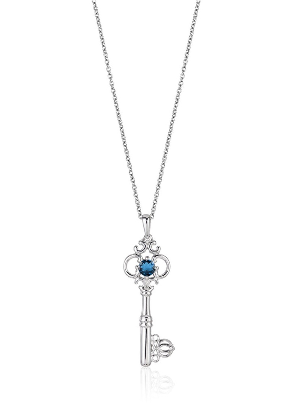 Disney Fine Jewelry Sterling Silver with Blue Topaz Cinderella Necklace
